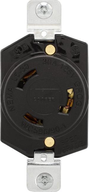 EATON Cooper Wiring Devices, L530R-Single Locking Receptacle, 30A -125V, 2-pole, 3-wire Grounding Back & Side Wire, Fed. SpeclW-C-596F