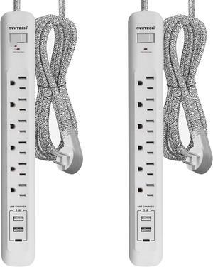 Oviitech Surge Protector Power Strip with USB Port,6 AC Outlets with 3 USB Ports Power Strip(2 usb-A,1 usb-C),10FT Extension Cord Flat Plug for Home, Office, Travel and Dorm Room,White,2 pack,ETL List