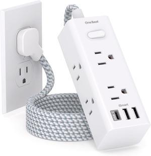 Power Strip Surge Protector - 6 Widely Outlets with 3 USB Ports(1 USB C), 3 Sided Outlet Extender, 10 Ft Flat Plug Extension Cord, Wall Mount Small Power Strip for Home Office Travel College Dorm Room