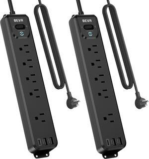 2 Pack Surge Protector Power Strip, 10FT Long Extension Cord with 5 Widely Spaced Outlets 3 USB Ports (1 USB C Port), Flat Overload Protection, 900 Joules, Wall Mount for Home Office Dorm, ETL Listed