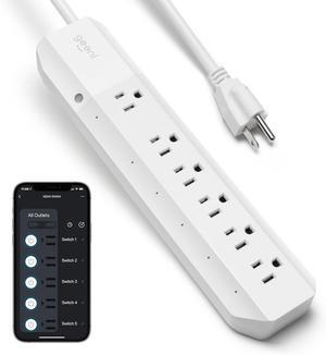 Geeni Smart Surge Protector 6-Outlet Power Strip  Wi-Fi Enabled with Voice Control (Alexa, Google Assistant), Energy Monitoring, Surge Protection, 3ft Extension Cord, Remote Access