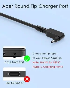 65W Laptop Charger Compatible with Acer Chromebook 11 R11 13 14 15 CB3 CB5 CB3-532 CB3-111 CB3-131 CB3-431 CB5-571 CB5-132T C720 C720P N15Q9 N15Q8 N16P1 A11-065N1A AC Adapter Power Cord