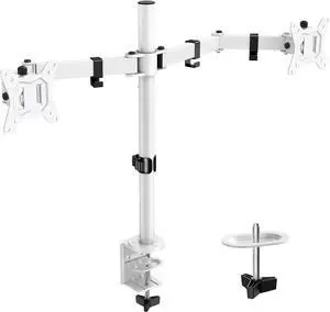 ErGear Fully Adjustable Dual Monitor Mount for 2 Screens up to 32 Inches, Holds up to 17.6 lbs Each Arm, Desk Stand, White