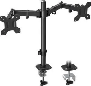 MOUNTUP Dual Monitor Desk Mount, Max 32 Inch up to 17.6lbs, Fully Adjustable Dual Monitor Arm for 2 LCD Screens, Double Monitor Stand with C-Clamp and Grommet Base