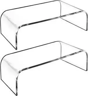 AMT Premium Acrylic Monitor Stand, Clear, Monitor Riser for Laptop/PC/Multimedia Monitor/Printer Stand for Home Office (Small - 2 Pack)