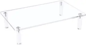 Sumerflos Clear Acrylic Monitor Laptop Stand, Sturdy and Save Space Computer Laptop Monitor Riser Stand for Home Office Desktop Universal Stand with Anti-Slip Pads