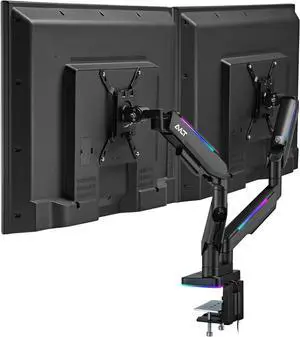 AVLT RGB Lights Dual 17-43 Gaming Monitor Arm Desk Mount, Fits Two Flat/Curved/Ultrawide Screen up to 44lbs(20kg), Height Swivel Tilt Adjustable Stand - Black