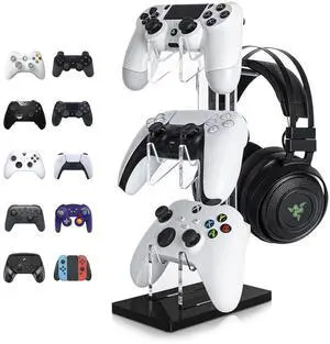 OAPRIRE Universal 3 Tier Controller Holder and Headset Stand for PS4 PS5 XBOX ONE SWITCH, Controller Stand Gaming Accessories, Build Your Game Fortresses (Black)