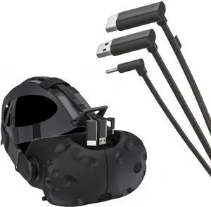 Skywin 3-in-1 Flat HTC Vive Compatible Cable (5 Meters / 16 Feet), Replacement 3-in-1 Connection Cable for HTC Vive Headset and Linkbox (Black)