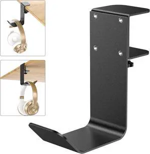 Clamp-On Under Desk Headphone Holder/Backpack Hook/PC Gaming Headset Headphone Hanger Mount, Provides a Convenient Place to Hang Headsets or Bags