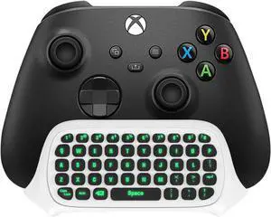 TiMOVO Green Backlight Keyboard for Xbox One, Xbox Series X/S,Wireless Chatpad Message KeyPad with Headset & Audio Jack,Mini Game Keyboard Fit Xbox One/One S/One Elite/2, 2.4G Receiver Included, White