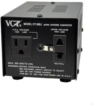 VCT VT-500J - Japanese Step Up/Down Voltage Transformer Converts Japan 100 Volts To 110V OR Vice Versa - 500 Watt