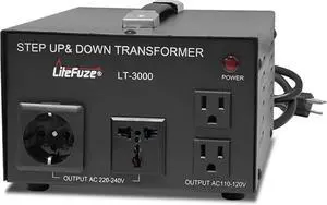 LT Series 3000 Watt Voltage Converter Transformer Step Up/Down - 110v to 220v / 220v to 110v Power Converter - Fully Grounded Cord - Universal Socket, CE Certified