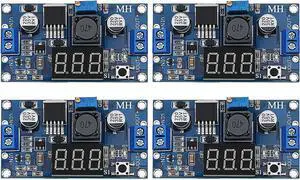 4 Pieces Adjustable LM2596S DC-DC Buck Converter Reduced Voltage Regulator Power Module 36V 24V 12V to 5V 2A Voltage Stabilizer with Digital Voltmeter Display