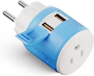 OREI Denmark Travel Plug Adapter with Dual USB - USA Input - Type K (U2U-20), Will Work with Cell Phones, Camera, Laptop, Tablets, iPad, iPhone and More