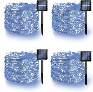 TW SHINE White Solar String Lights Outdoor, Total 160 FT 480 LED Solar Powered Waterproof Fairy Lights 8 Modes Copper Wire Lights for Christmas Party Tree Wedding Yard Decorations, 4 Pack