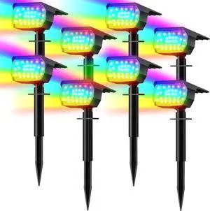 LANSOW Solar Spot Lights Outdoor Color Changing, [7 Modes/8 Pack] Christmas Landscape Spotlights, Solar Lights Outdoor Waterproof, Solar Powered Flood Lights for Outside Yard Garden Pathway