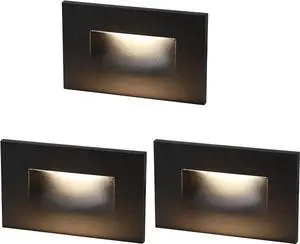 CLOUDY BAY 120V Dimmable LED Indoor Outdoor Step Light,3000K Warm White,Stair Light,Pack of 3,Metal Black