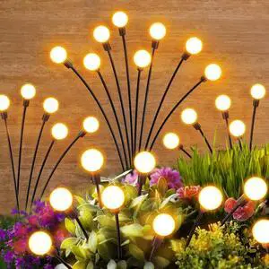 Solar Lights Outdoor Waterproof: 8 Pack 64 LED Firefly Garden Solar Powered Lamps - Bright Outside Pathway Lighting Modern Yard Patio Decorations - 2025 Unique Design Sway by Wind & Dancing