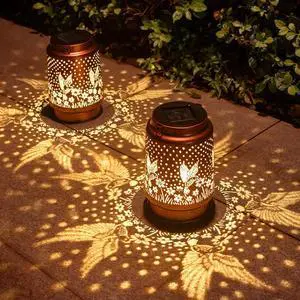 2 Pack Hummingbird Birthday Gifts for Women Mom Grandma Solar Lanterns Outdoor Waterproof Garden Decor Metal Hanging LED Decorative Light for Patio Yard Lawn Backyard Front Porch Gardening Gifts