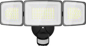 Onforu 100W LED Security Lights Motion Sensor Light Outdoor, 9000lm Super Bright Flood Light Motion Detector with 3 Head, IP65 Waterproof Exterior Floodlight, 6000K Wall Light for Entryway, Garage