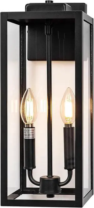 Outdoor Sconce Light for House 16 Inch Large, Two Candle Light Outdoor Light Fixture Exterior Lighting Lantern for Front Porch IP65 Waterproof Outside Wall Mounted Lamp, E12
