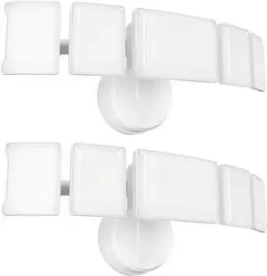 Olafus 100W Flood Light Outdoor 2 Pack, Switch Controlled 10000LM, 6500K LED Security Floodlight with 5 Adjustable Head, IP65 Waterproof Wired for House Yard White