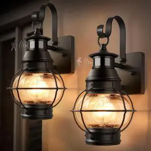 Lamomo 2 Packs Motion Sensor Outdoor Porch Light for House,Outdoor Wall Light Fixtures Wall Mount, Waterproof Aluminum Exterior Light for Garage Doorway Balcony(Bulb NOT Included)