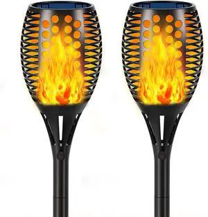 Aityvert Upgraded Solar Torch Lights 43 inches Flickering Dancing Flames Waterproof Outdoor Landscape Decorations Lighting Dusk to Dawn Auto On/Off Solar Lights for Halloween Christmas 2-Pack