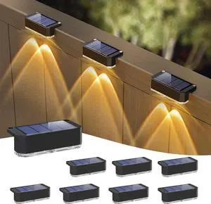 Peasur Solar Fence Lights Outdoor 8 Pack, Deck Light Solar Powered, Waterproof LED Step Lights for Railing Yard Patio Outside Wall(Warm White)