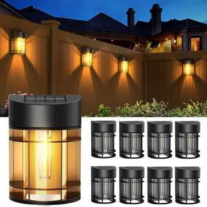 8 Pack Solar Fence Lights, Deck Lights Solar Outdoor Lights Waterproof Patio Decor for Outside Yard Porch Driveway, 3000K