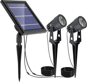 SUNLONG Solar Lights Outdoor Waterproof Solar Powered Spot Lights Aluminum Casting Landscaping Spotlight for Garden Yard Tree Uplight Downlight Natural White