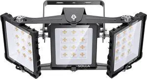 SOLLA 150W 2024 Plus New Upgraded LED Outdoor Flood Light, 15000LM 6000K Daylight White IP66 Waterproof, Stadium Lights, 3 Heads Adjustable Outdoor Floodlight Security Lights for Yards, Patios, Street