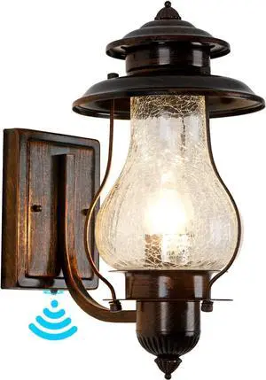 Dusk to Dawn Sensor Outdoor Wall Sconce Vintage Outside Lighting Fixture Wall Mount With Photocell, Waterproof Wall Lantern Oil Rubbed Brown Porch Lights, Rustic Exterior Wall Lamp for House, Garage