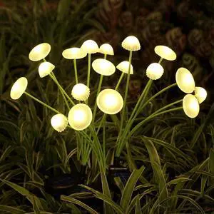 Solar Garden Lights, 4-Pack Dual Mode LED Solar Mushroom Lights, Waterproof Firefly Outdoor Decor for Yard, Patio, and Pathway  Warm White Jellyfish Ambiance