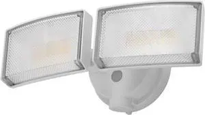 30W 3000 Lumen LED Dual-Head Flood Light Outdoor, Metal Exterior Metal Security Lights, 3000K/5000K Light, IP65 Waterproof Wall/Eave Mount Flood Light for Garage, Patio, Yard (White)