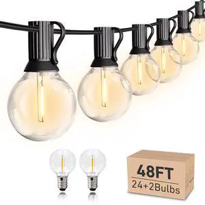 HISTAR 48Ft Patio Lights Outdoor Waterproof 24+2 Edison Bulbs for Garden, Porch, Backyard, Balcony, Bistro, Cafe Lights Decor