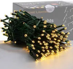 Home Lighting 66ft Christmas Decorative Mini Lights, 200 LED Green Wire Fairy Starry String Lights Plug in, 8 Lighting Modes, for Indoor Outdoor Xmas Tree Wedding Party Decoration (Warm White)