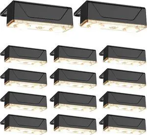 Derynome Solar Fence Outdoor Lights 12 Pack, 3 Color Modes IP45 Waterproof Solar Lights for Outside, Backyard, Railing, Step, Patio & Wall (3000K/4000K/6000K, 12 Pack)