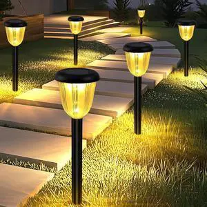 Waterproof Solar Pathway Lights Outdoor - 8 Pack Landscape Light Solar Powered 2 Lighting Modes RGBW, Auto On/Off Garden Lights for Outside, Yard, Patio Walkway Driveway