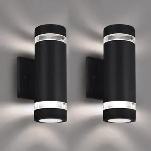 Modern Outdoor Patio Light Fixture - Dusk to Dawn, Up Down Light - White 6000k for Front Door, Porch