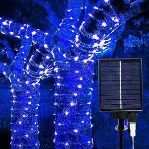300 LED Solar Rope Lights Outdoor 99 FT Bright Solar Garden String Lights Durable 8 Modes Outdoor Fairy Lights Waterproof Solar Garden Decorative Lights (300LED, Blue)