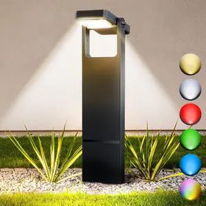 Solar Pathway Lights Outdoor 4 Pack, 360° Adjustable Panel, Multicolor 200LM Solar Powered Path Lights, 12H Lasting, IP65 Waterproof Landscape Lighting for Walkway Yard Garden