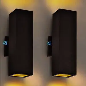 Up and Down Lights Outdoor Wall Light Dusk to Dawn, Exterior Light Fixture Wall Mount 2 Pack, Matte Black Front Porch Light, IP65 Outdoor Wall Sconce for Patio, Garage, Front Door - ETL Listed