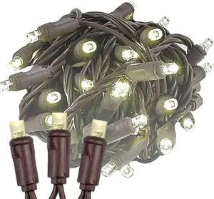 Novelty Lights 50ft 100 LED Warm White Christmas String Lights, 6" Spacing on Brown Wire, UL Listed IP55 Commercial Grade Xmas Lights for Outdoor/Indoor, Dimmable, Connectable