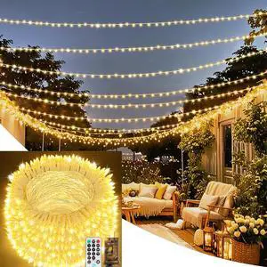 Solhice 300ft String Lights Outside with Remote, 800 LED Waterproof Extra Long Twinkle String Lights, Plug in Fairy Light for Outdoor Indoor Garden Decor, Warm White