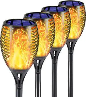 EOYIZW Solar Lights Outdoor 4 Pack, 99 LEDs Solar Torch Light with Flickering Flame- IP65 Waterproof Solar Garden Lights, Solar Powered Outdoor Lights for Porch Yard Patio Halloween Decorations