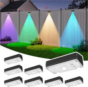 Solar Fence Lights,Fence Lights Solar Powered Waterproof IP65 Multicolor Led 12 Fixed Colors RGB Color Changing for Pool, Deck, Patio, Porch, Stairs, Holiday(8)