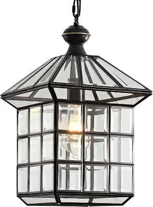 Milaii Copper Bronze Outdoor Pendant Light Fixtures, Exterior Lantern Pendant Lighting Oil Rubbed Bronze Waterproof Hanging Porch Light with Clear Glass Anti-Rust Patio Entryway Outdoor Chandelier