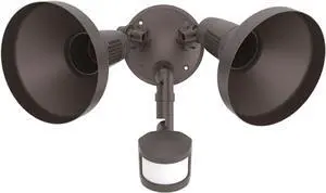 HALO 180° Motion Activated Sensor Outdoor Security Flood Light with Lamp Cover, Bronze